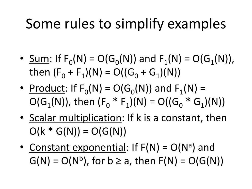 some rules to simplify examples