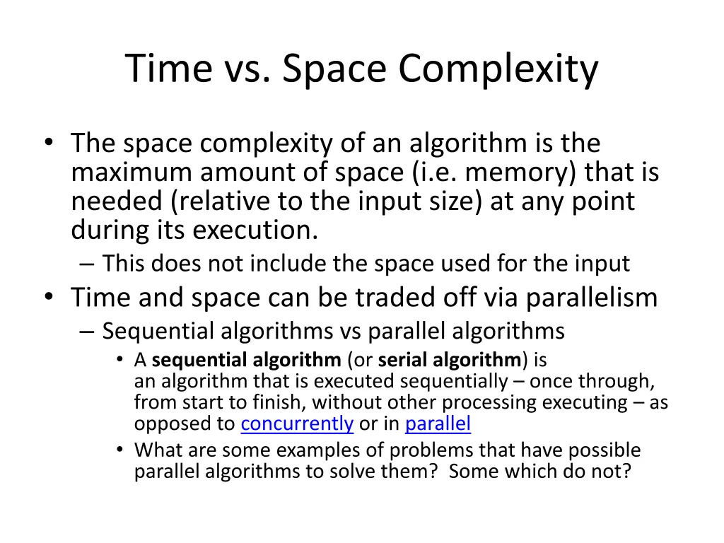 time vs space complexity