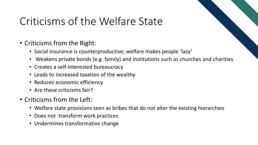 criticisms of the welfare state
