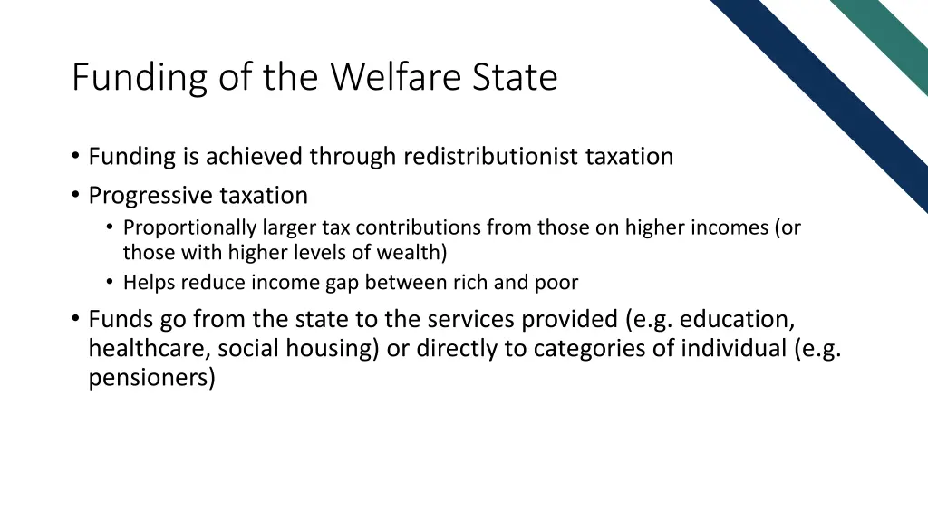 funding of the welfare state
