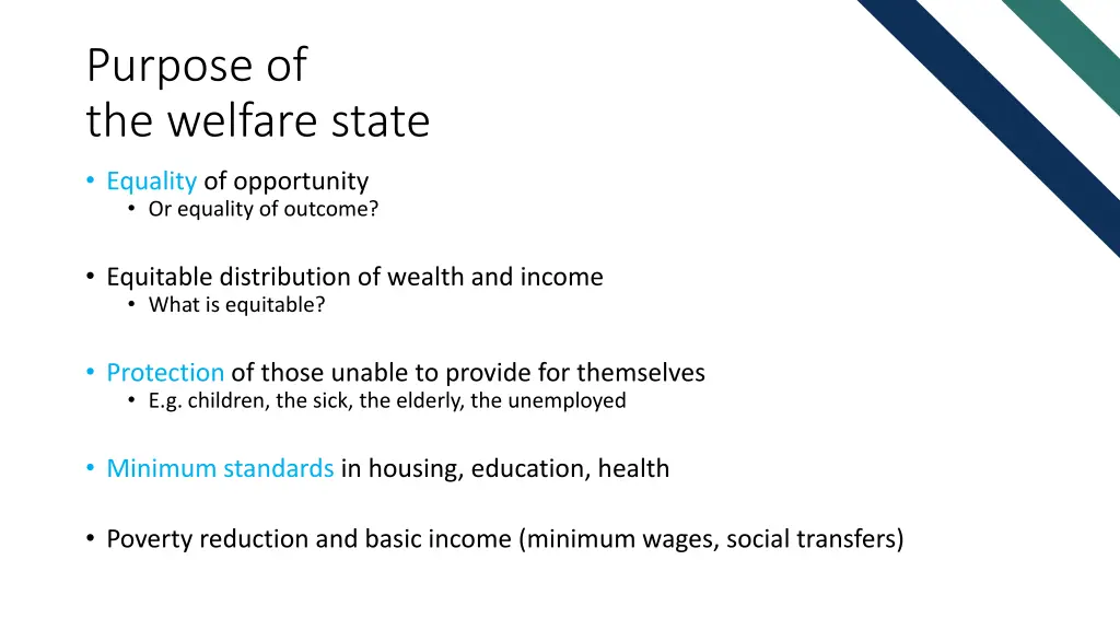 purpose of the welfare state