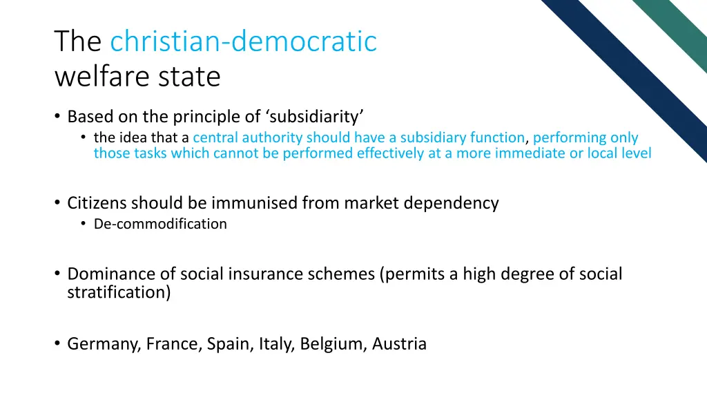 the christian democratic welfare state
