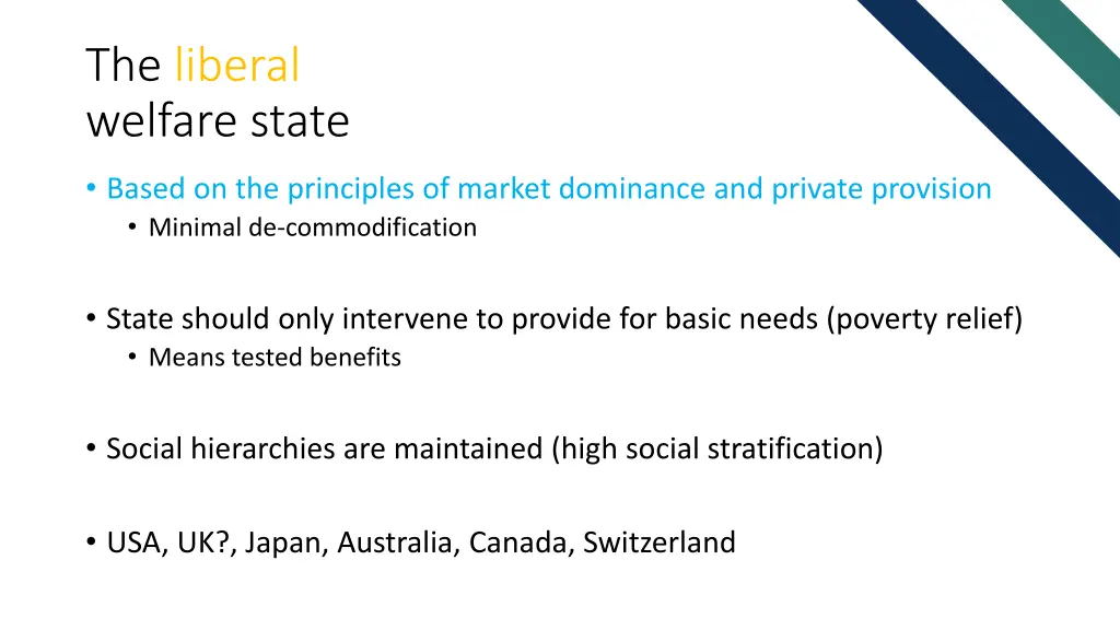 the liberal welfare state