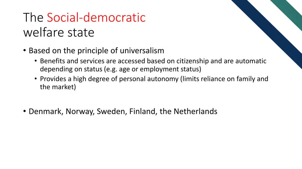 the social democratic welfare state
