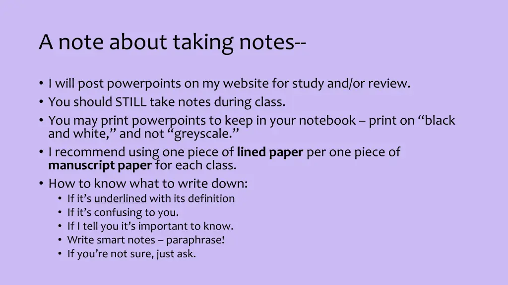 a note about taking notes