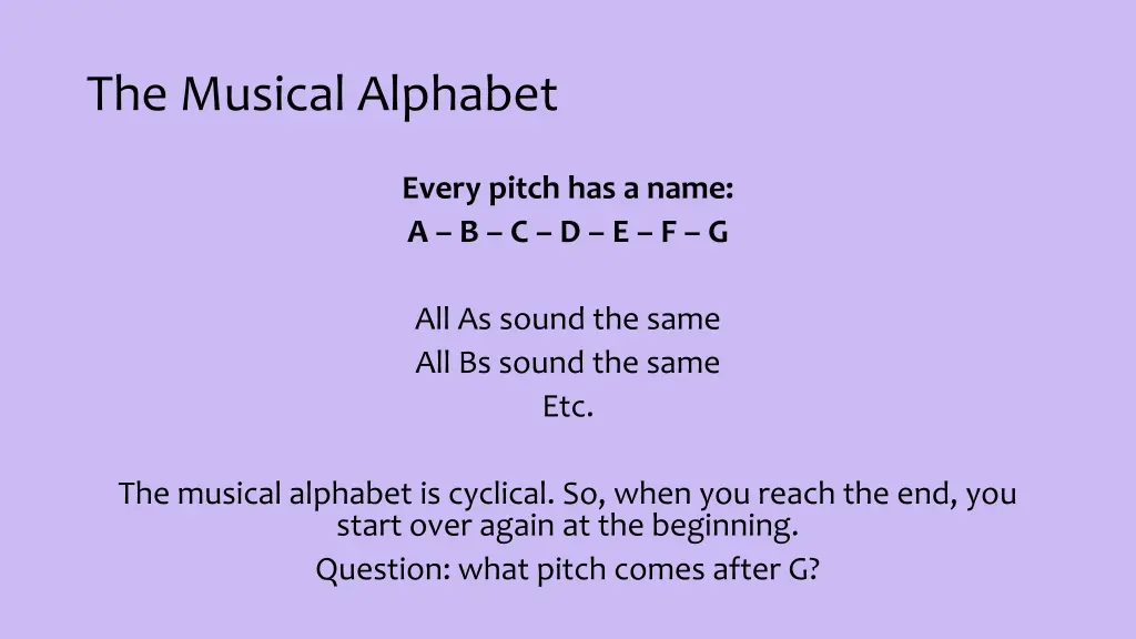 the musical alphabet