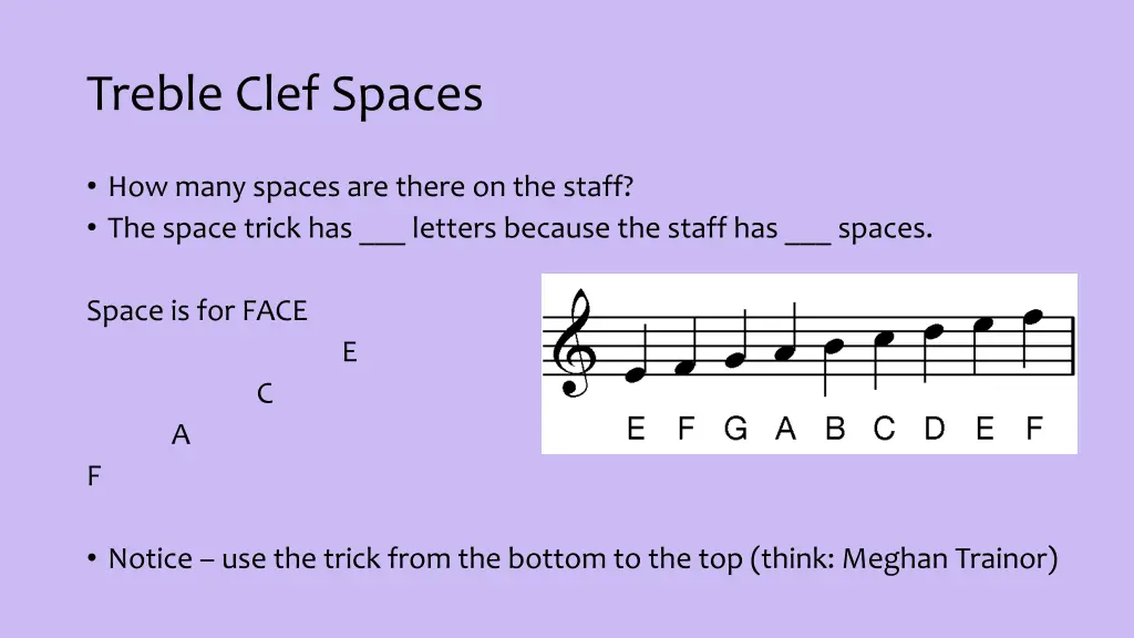 treble clef spaces