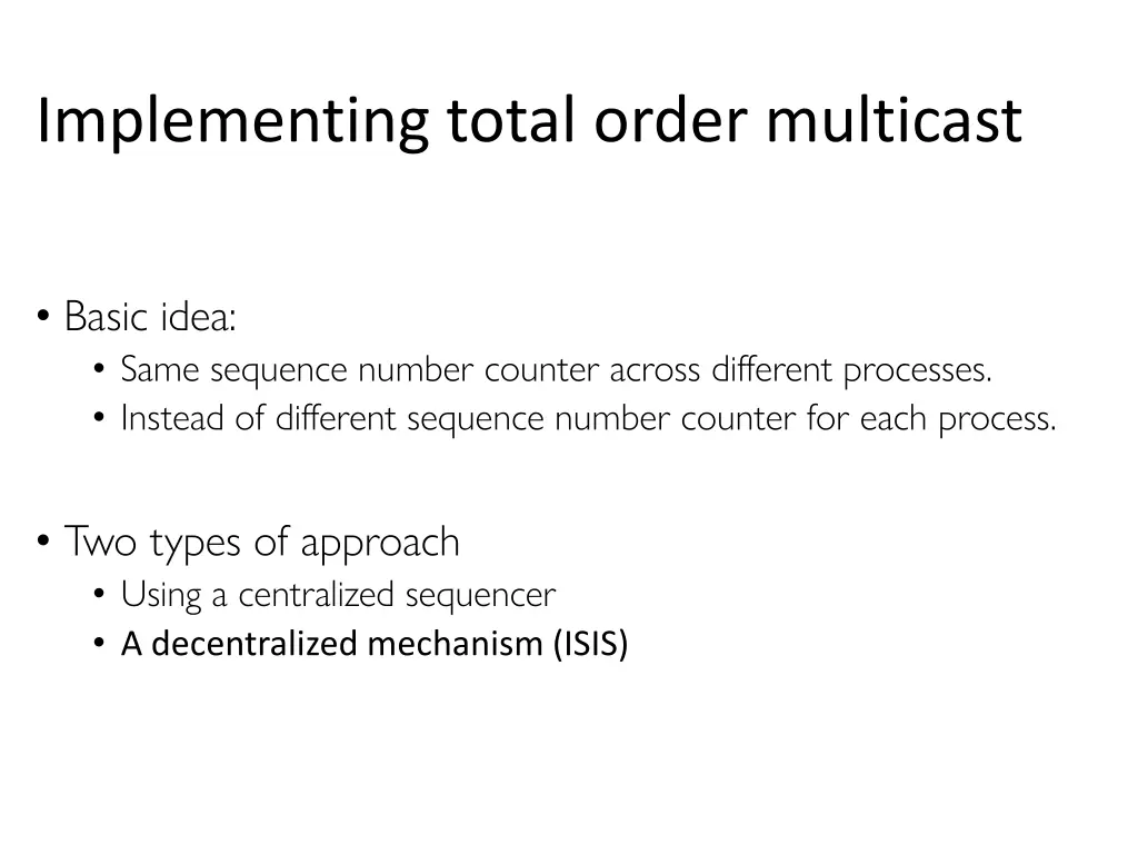 implementing total order multicast