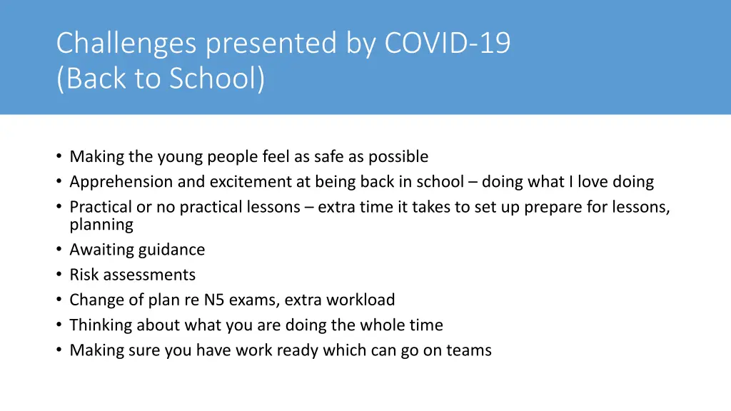 challenges presented by covid 19 back to school