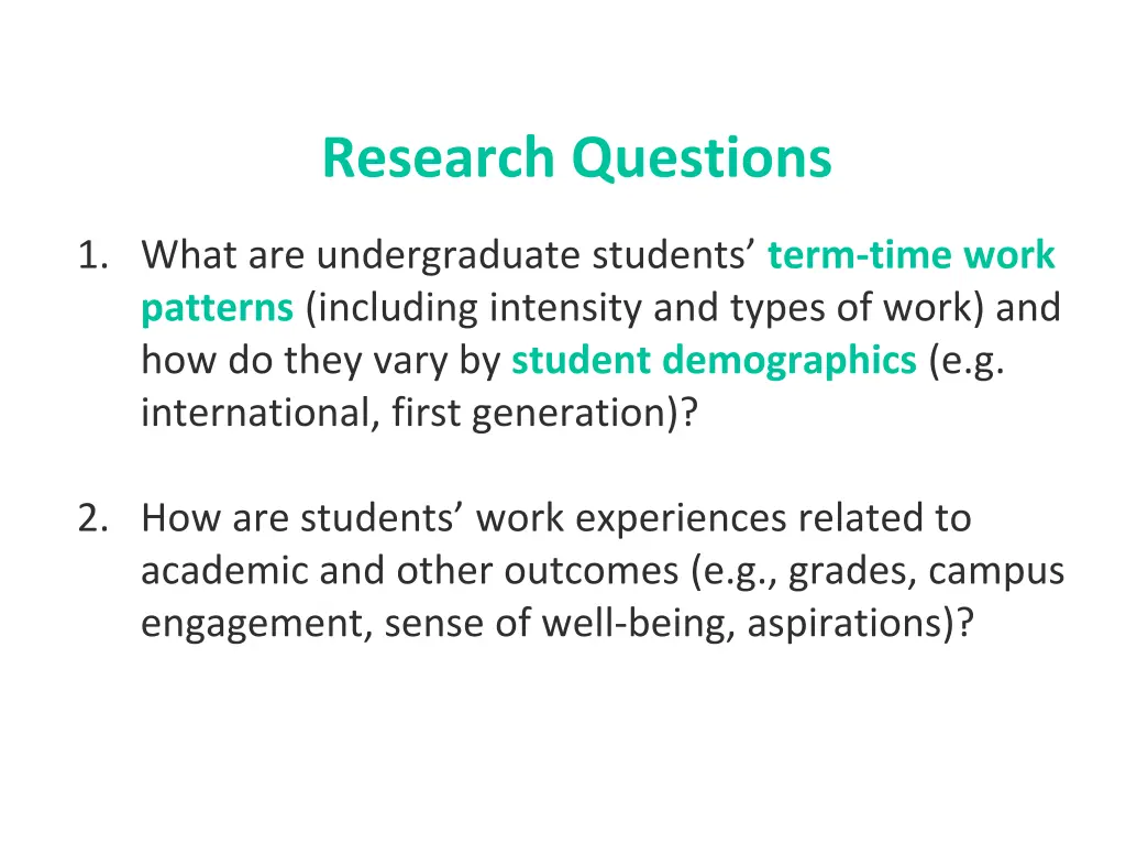 research questions