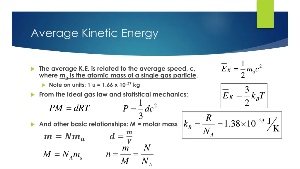 average kinetic energy