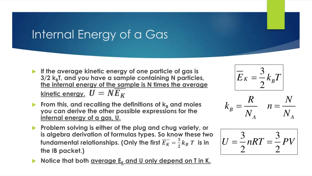 internal energy of a gas