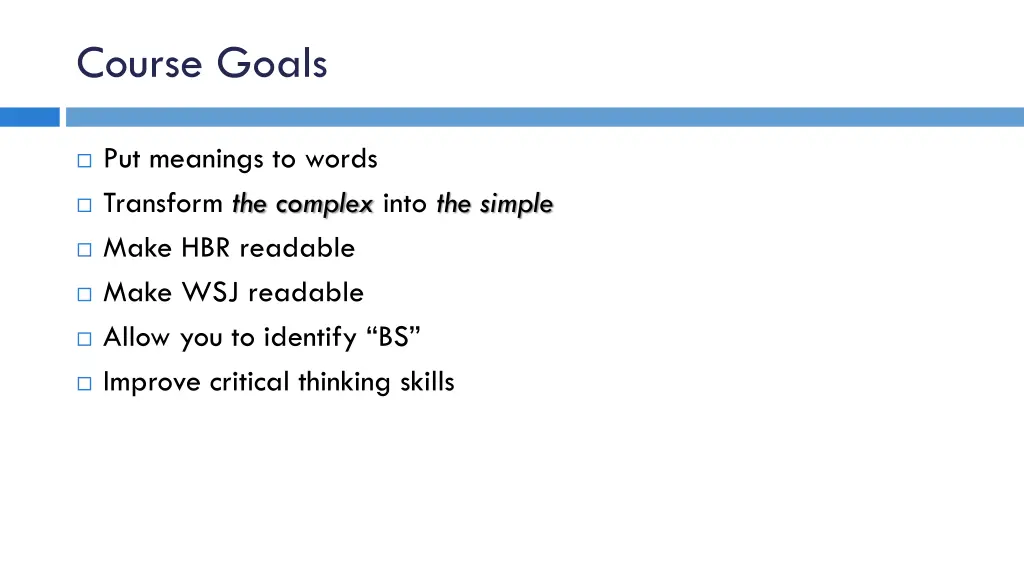 course goals