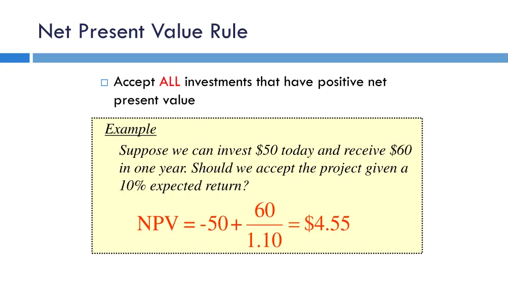 net present value rule