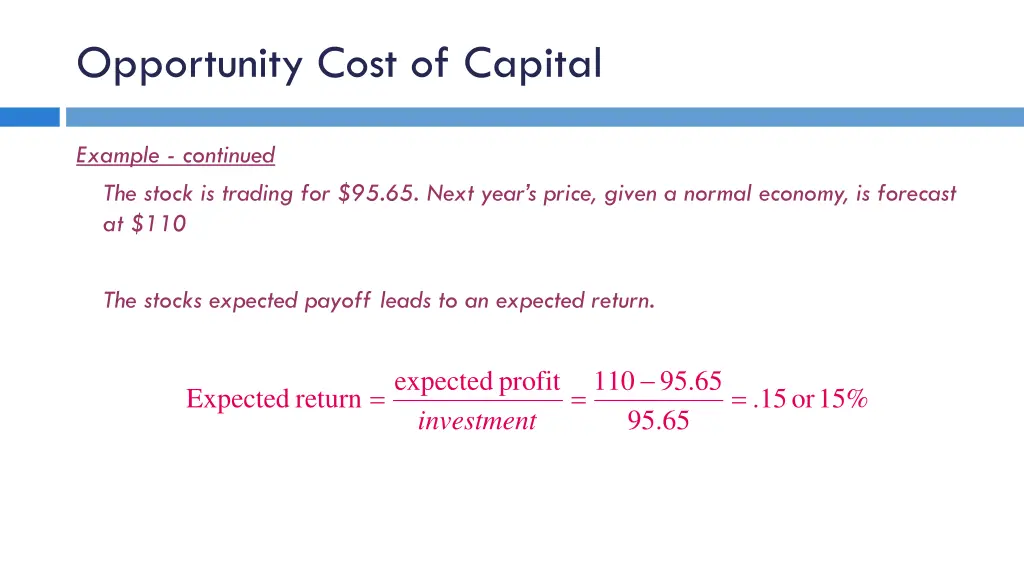 opportunity cost of capital 2