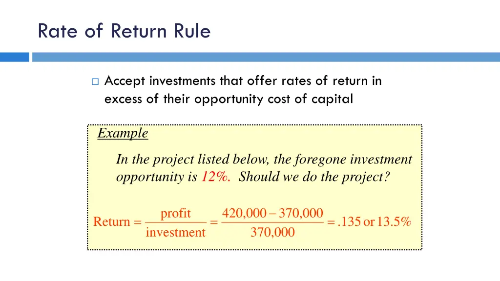 rate of return rule