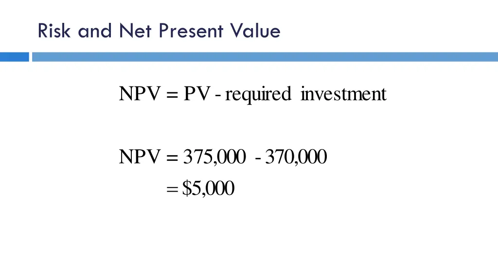 risk and net present value
