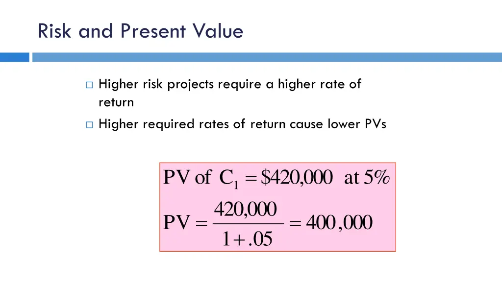 risk and present value