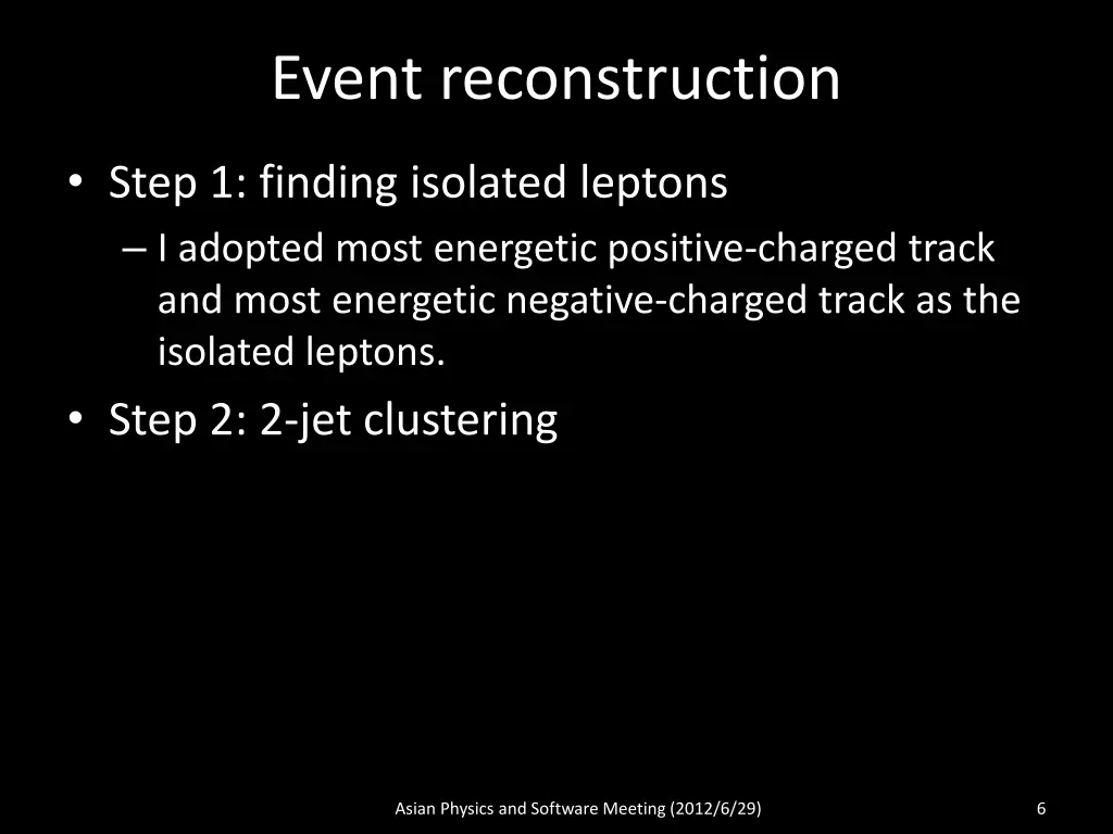 event reconstruction