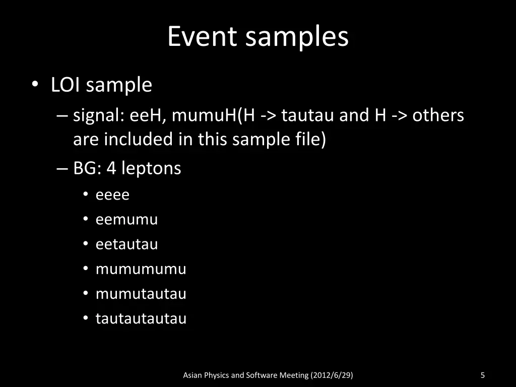 event samples