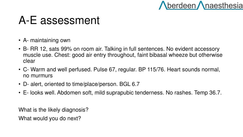 a e assessment