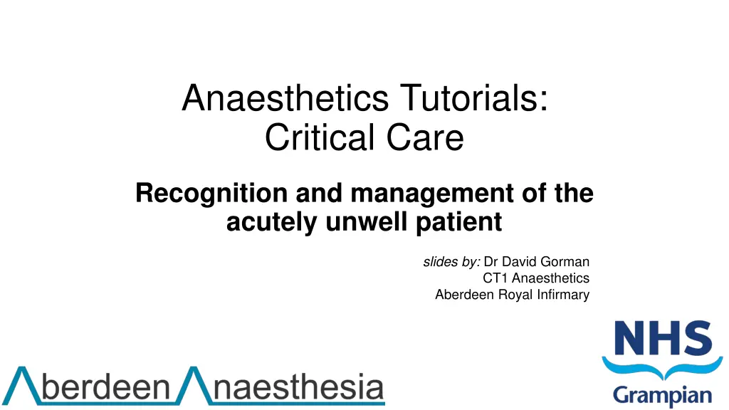 anaesthetics tutorials critical care
