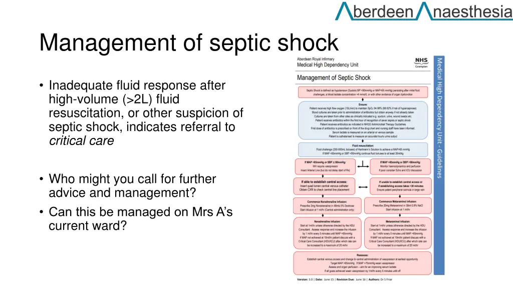management of septic shock