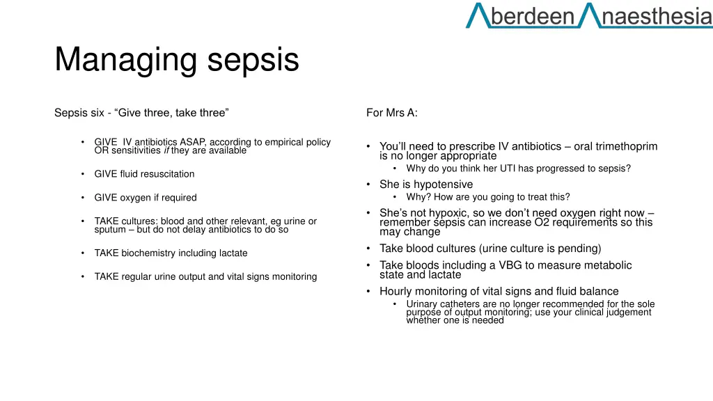managing sepsis
