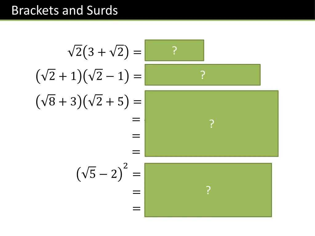 brackets and surds