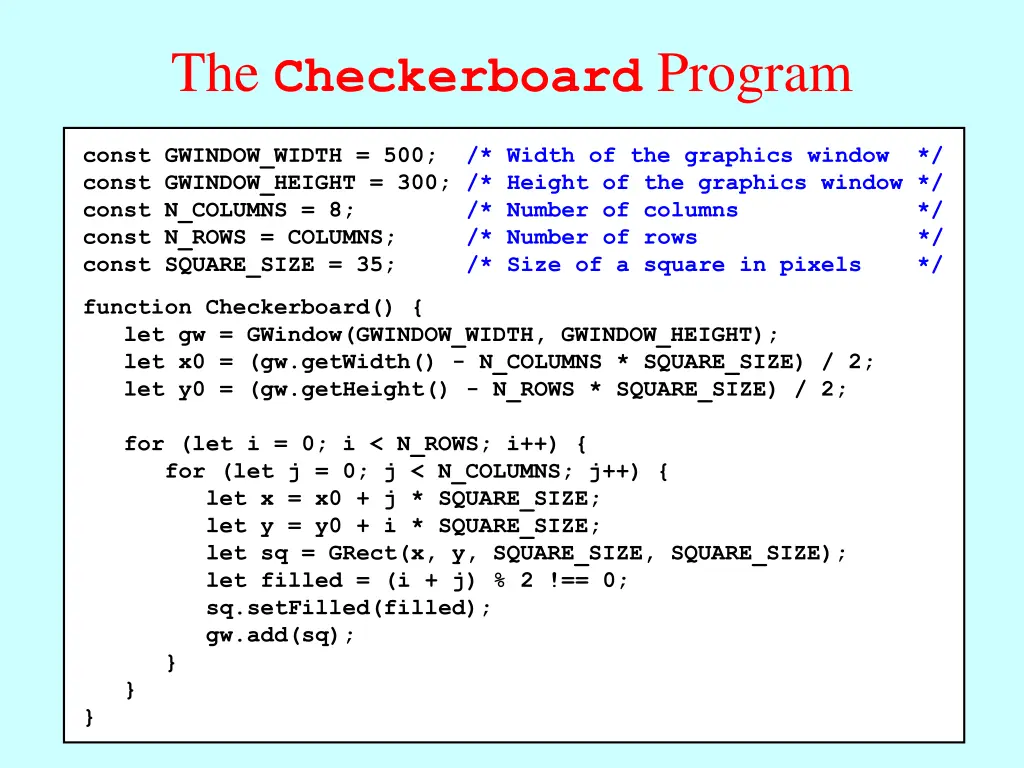the checkerboard program