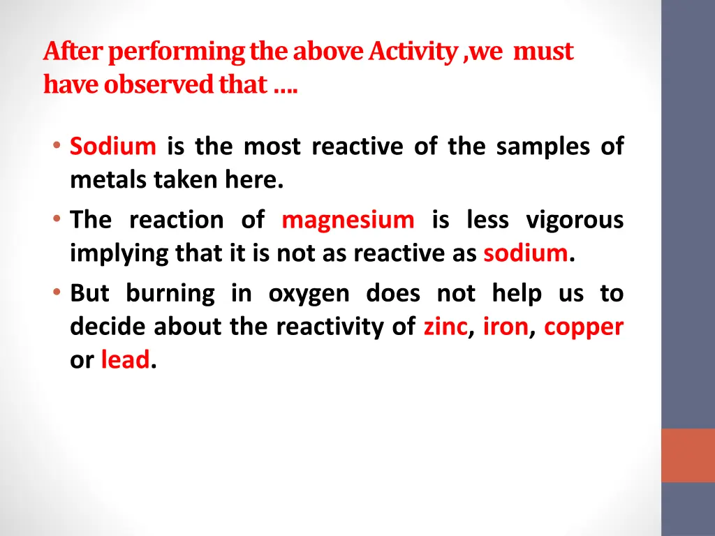 after performing the above activity we must have