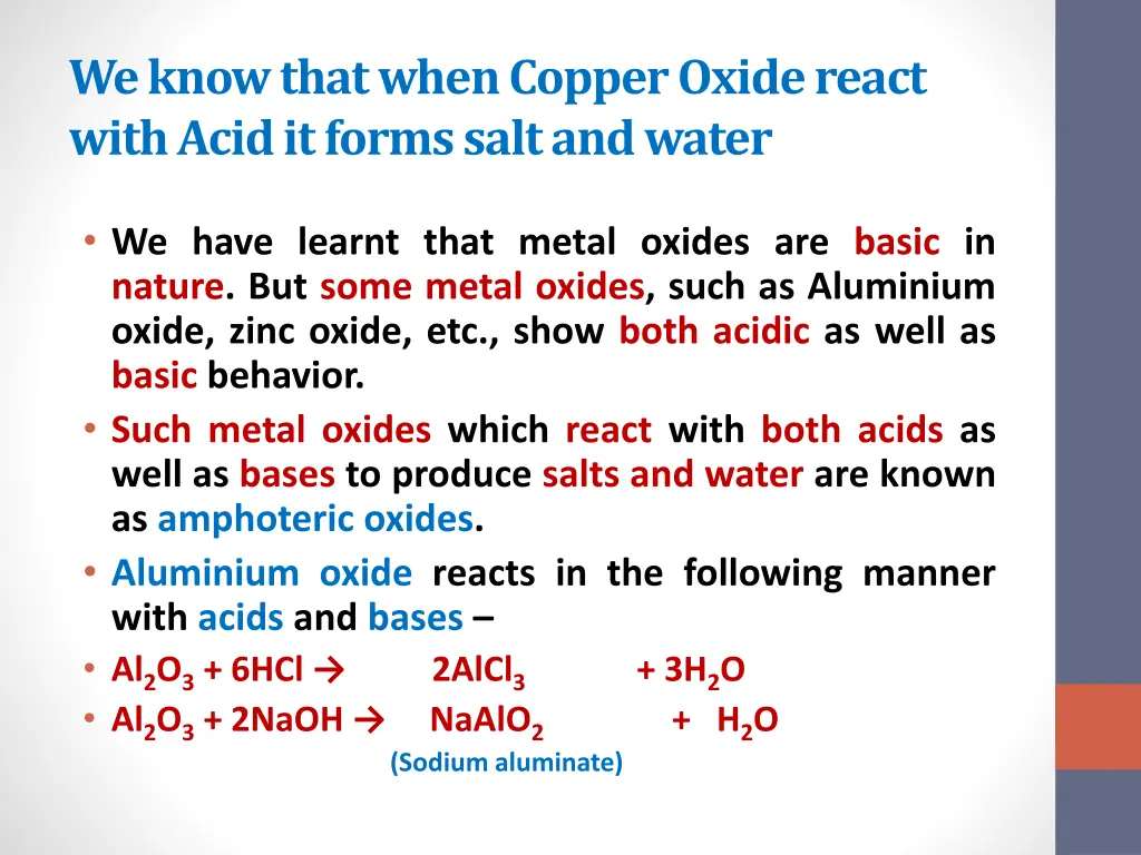 we know that when copper oxide react with acid
