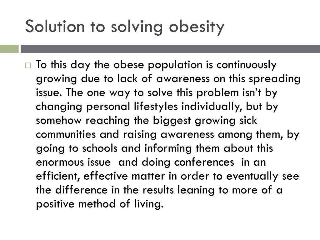 solution to solving obesity