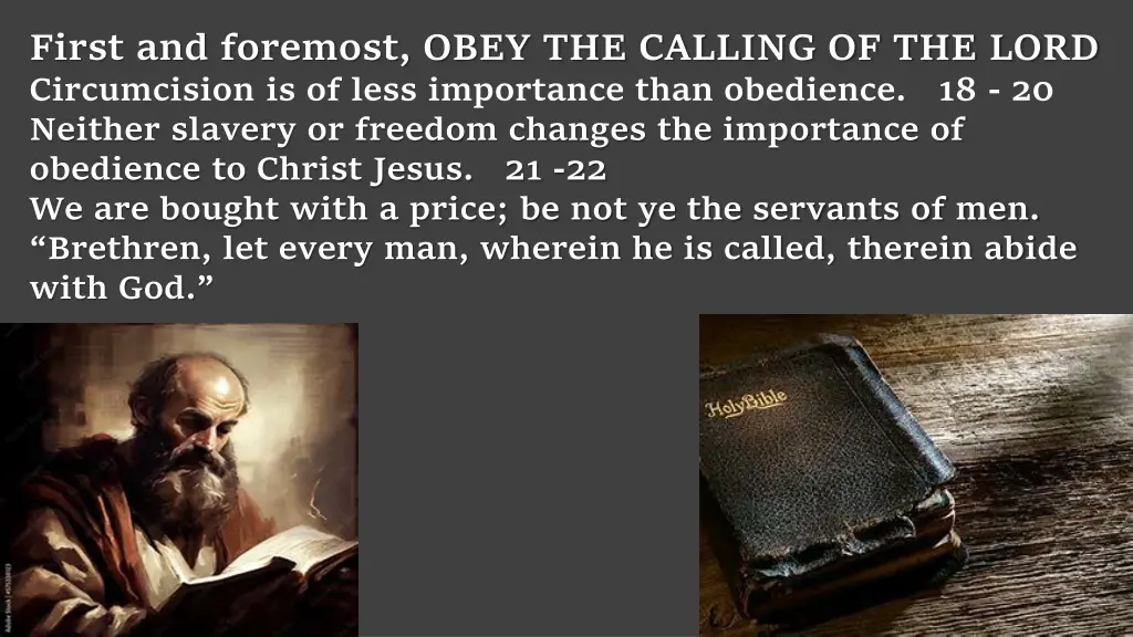 first and foremost obey the calling of the lord