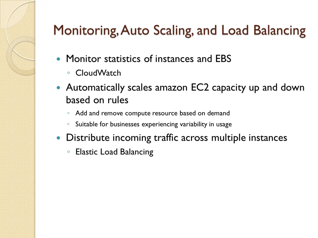 monitoring auto scaling and load balancing