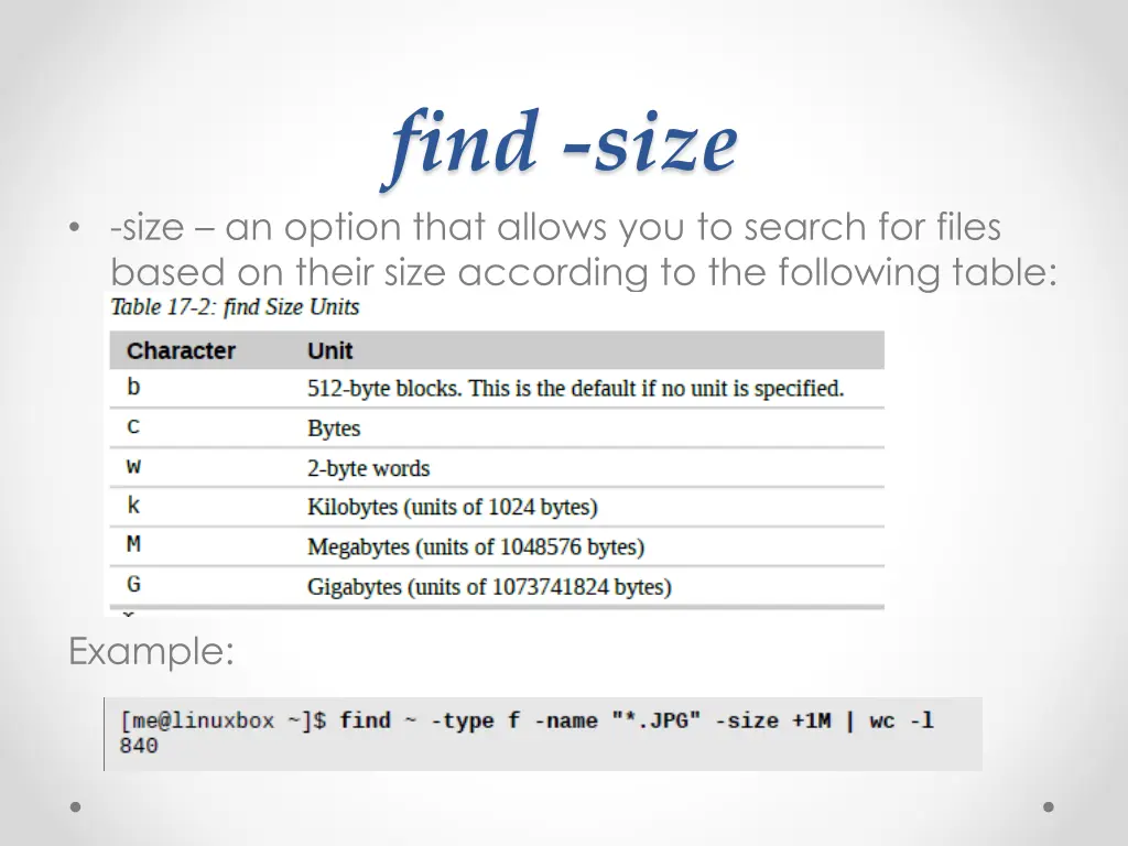 find size