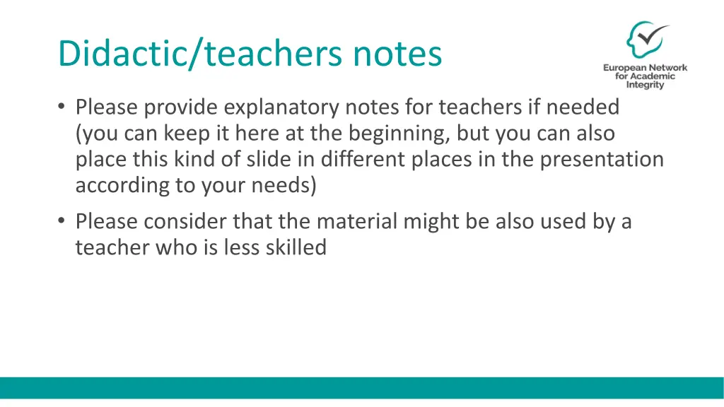 didactic teachers notes