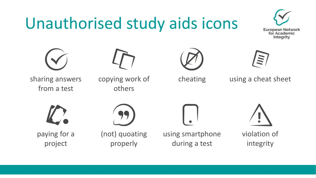 unauthorised study aids icons