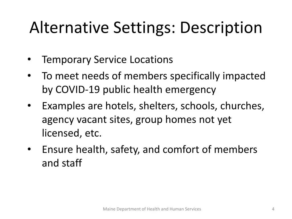 alternative settings description