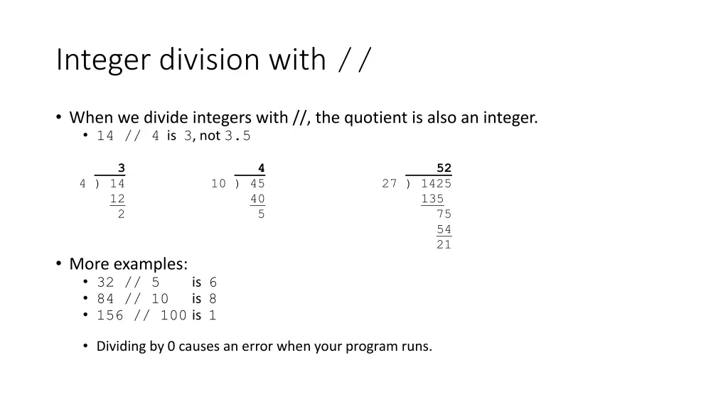 integer division with