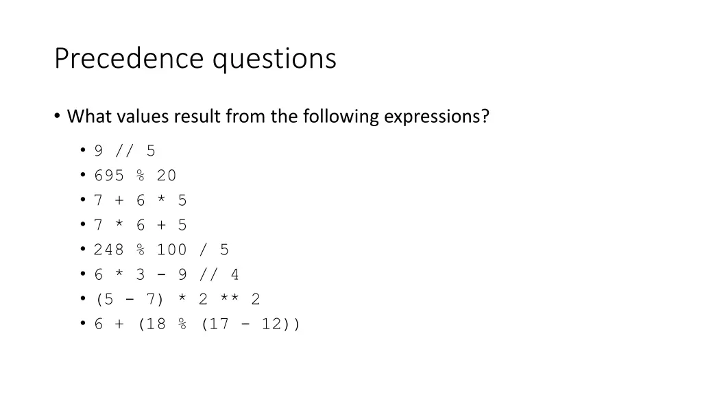 precedence questions