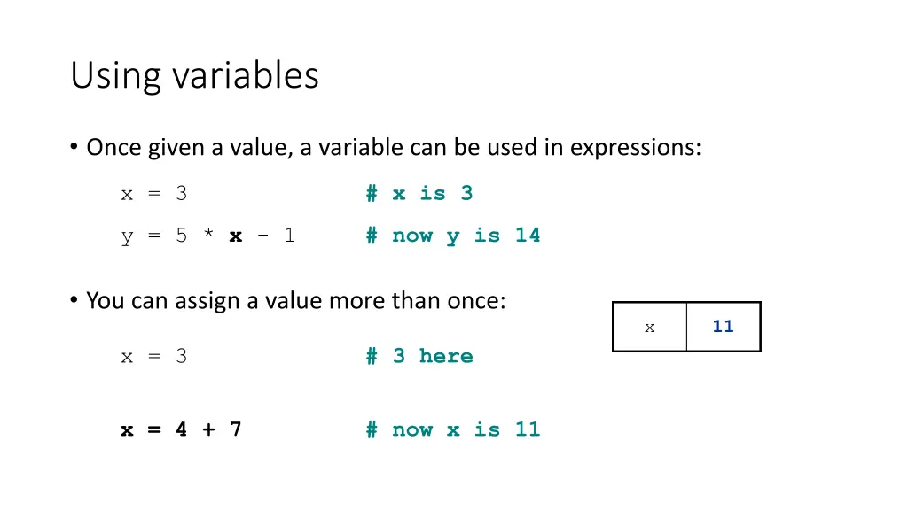 using variables