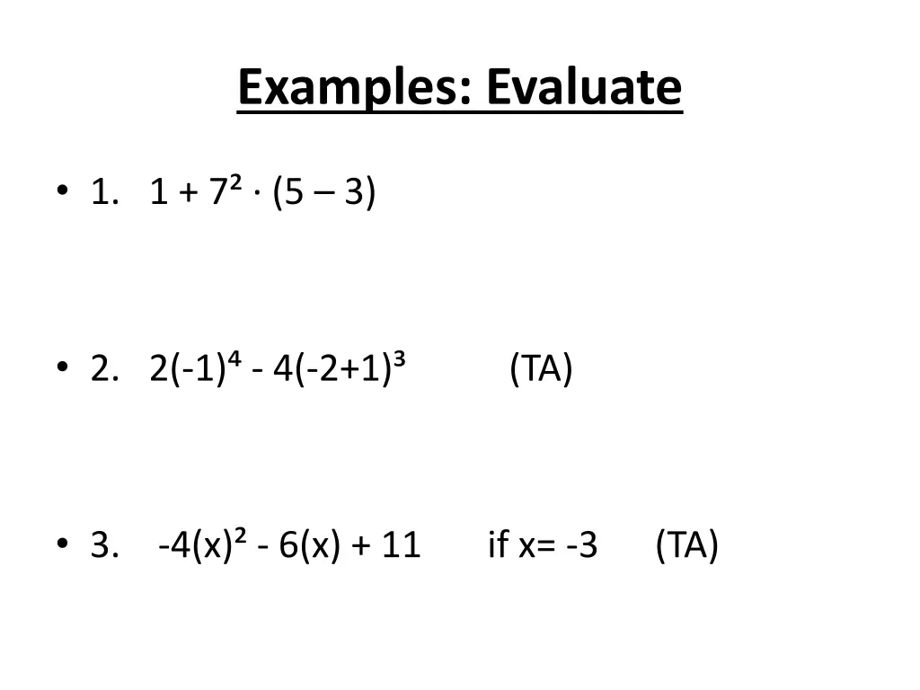 examples evaluate