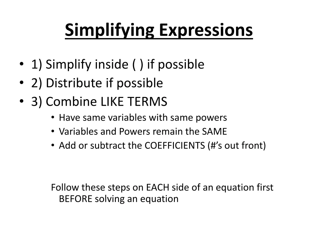 simplifying expressions