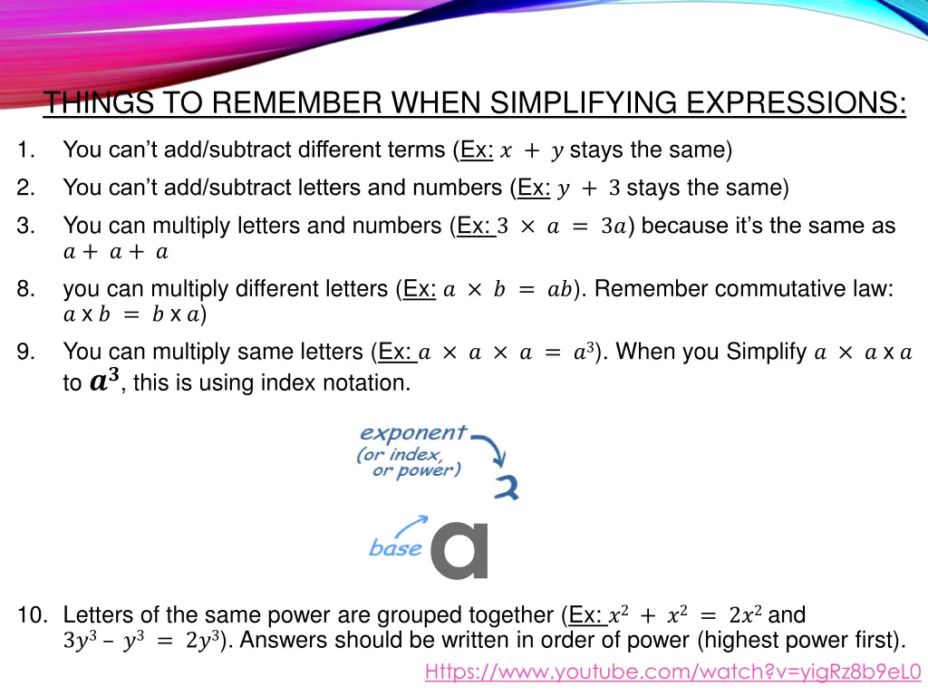 things to remember when simplifying expressions