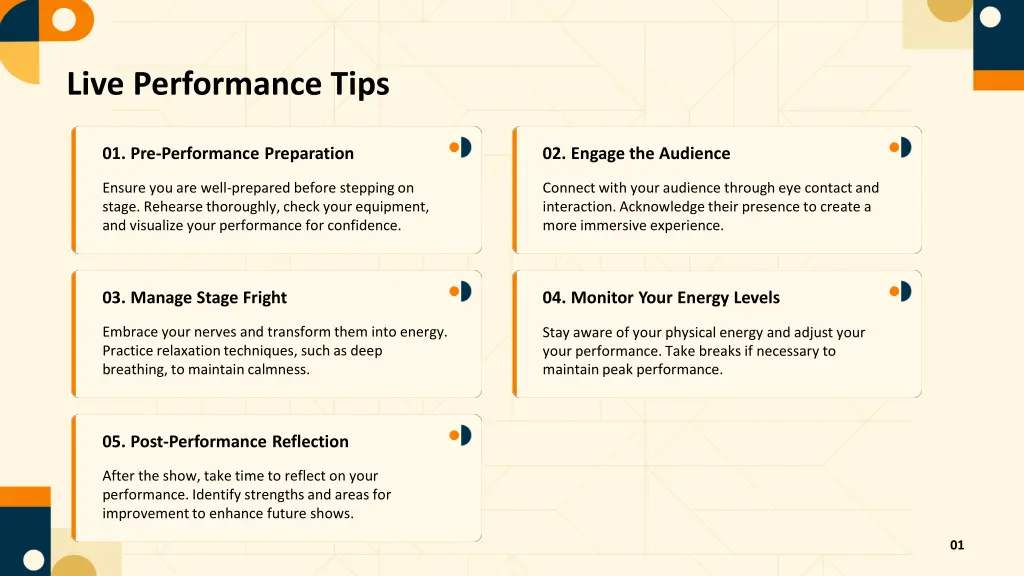live performance tips