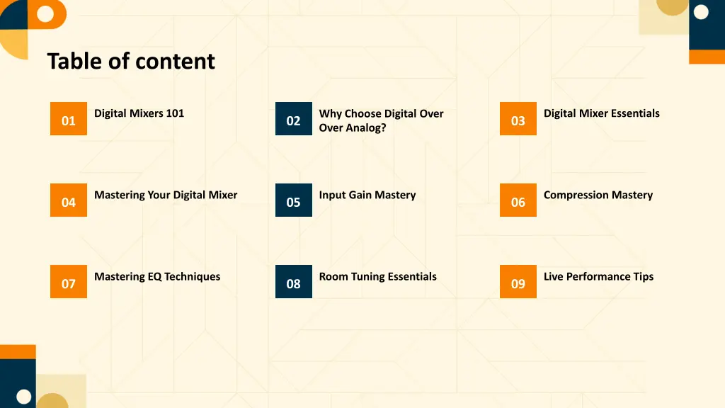 table of content