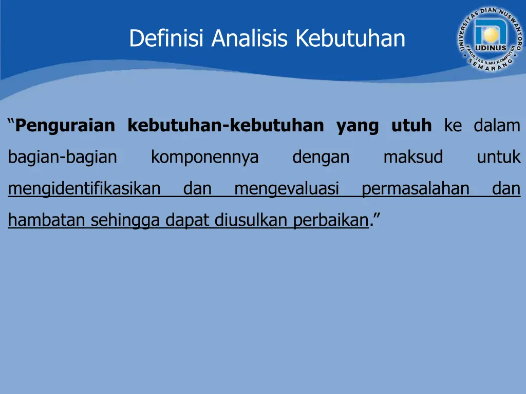 definisi analisis kebutuhan