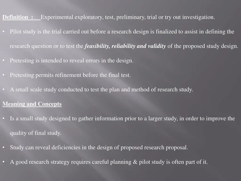 definition experimental exploratory test