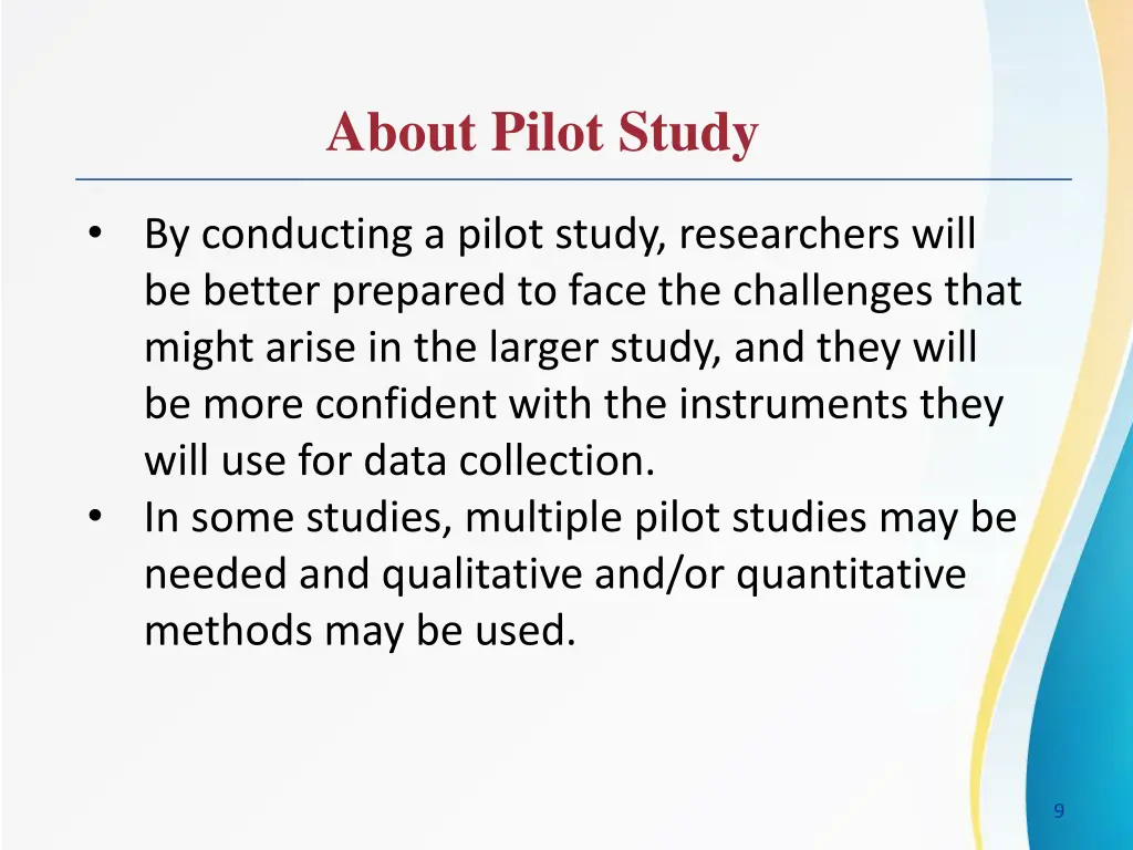 about pilot study 1